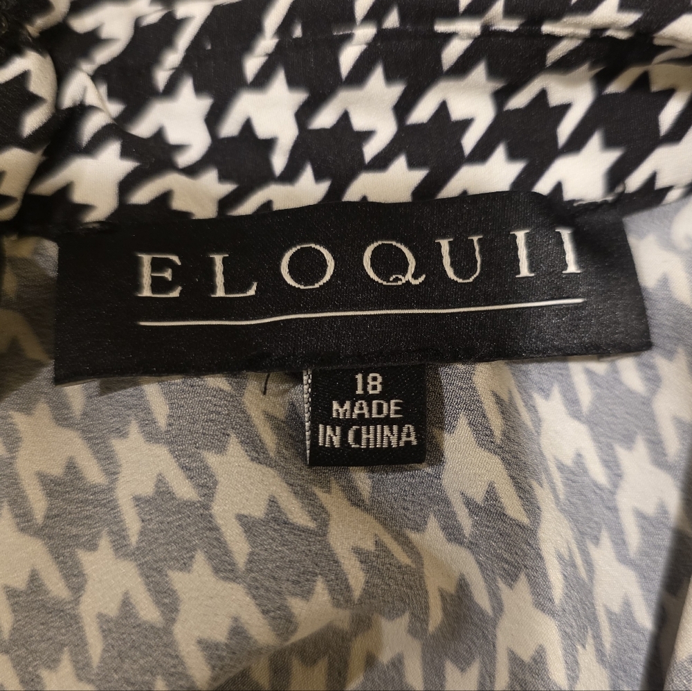 ELOQUII Retro Houndstooth Floral Pleated Midi Dress - Size 18 - Picture 10 of 11